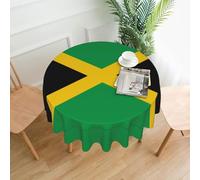 YYHWHJDE Flag of Jamaica Prints 60in Round Table Throw - High-Grade Polyester Table Cover for Elegant Dining & Outdoor Events