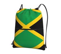 YYHWHJDE Flag of Jamaica Prints Drawstring Backpack - Water-Resistant Polyester Throw Bag for Gym, Travel & Hiking - Lightweight, Durable & Compact