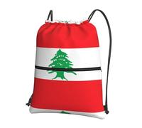 YYHWHJDE Flag of Lebanon Prints Drawstring Backpack - Lightweight Water-Resistant Gym Bag with Zipper Pocket for Travel & Sports