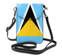 YYHWHJDE Flag Of Saint Lucia Prints Small Leather Women'S Crossbody Flip Phone Bag, Waterproof And Durable
