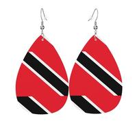 YYHWHJDE Flag of Trinidad and Tobago Prints Drip Leather Earrings - Chic Faux Leather Drops for Holiday & Everyday Glam