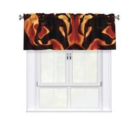 YYHWHJDE Flame Demon Prints Kitchen Tier Curtains 54x18 - Peach Skin Window Layers for Soft Light & Easy Style