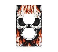 YYHWHJDE Flame Skeleton Skull Head Pattern Double Socket Wall Panel Decorative for Residential and Commercial Areas 4.5x2.76in
