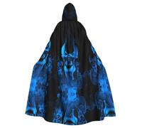 YYHWHJDE Flame Skeleton Skull Head Prints Hooded Cloak - Extra Large Cozy Throw for Halloween Costume & Cosplay