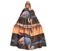 YYHWHJDE Flamingo Drinking Water Pattern Halloween Adult Hooded Cape Cloak For Role-Playing, Stage Costumes, Parties Easy Care
