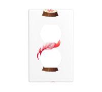YYHWHJDE Flamingo on a Tree Stump Prints Double Socket Wall Panel Electrical Socket Cover Plate Shatter Decoration Durable 4.5x2.76in