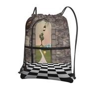 YYHWHJDE Floor Landscape Mushroom Lantern Prints Drawstring Backpack - Lightweight Water-Resistant Sport Gym Bag with Zipper Pocket for Travel & Hiking