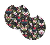 YYHWHJDE Floral Prints Car Cup Coasters 2-Pack - The Ideal Housewarming Gift for Car Owners - High-Grade Neoprene Throw, Effortless Style & Protection