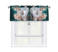 YYHWHJDE Flower And Butterfly Prints Curtain Valance 54x18in - Filtered Light Kitchen Throw with Rod Pocket, Peach Skin Fabric Layer for Bathroom, Laundry & Breakfast Nooks