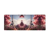 YYHWHJDE Flower Paris Eiffel Tower Pattern Extra Large Mouse Pad, Computer Office Anti Slip Gaming Keyboard Thickened Version 12x31.5in