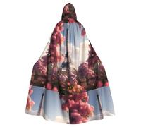 YYHWHJDE Flower Paris Eiffel Tower Pattern Halloween Adult Hooded Cloak for various party and carnival settings