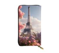 YYHWHJDE Flower Paris Eiffel Tower Printing Quality Leather Long Clutch Wallet Designed for Fashion Girls and Women Stylish 7.48 x 4.13 in