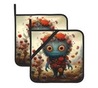 YYHWHJDE Flower picking monster Prints Square pot mat two-piece set, insulated, thickened, waterproof, easy to clean