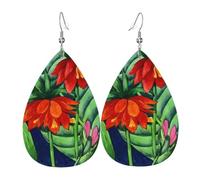 YYHWHJDE Flower Prints Water Drop Leather Earrings - Stylish Dangle Throw for Parties, Vibrant Color Layering, Non-Fading Finish