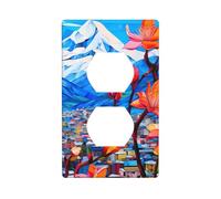 YYHWHJDE Flowers on a Stranger's Path Prints Double Socket Wall Panel Decorative for Residential and Commercial Areas 4.5x2.76in