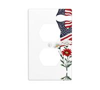 YYHWHJDE Flowers Under The National Flag Pattern Double Socket Wall Panel Decorative for Residential and Commercial Areas 4.5x2.76in