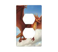 YYHWHJDE Flying Dragon in The Sky Prints Double Socket Wall Panel Decorative for Residential and Commercial Areas 4.5x2.76in