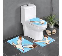 YYHWHJDE Flying Seagulls Pattern Anti slip floor mat three piece set bathroom carpet anti slip durable