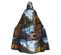 YYHWHJDE Forest Lakes Of New Hampshire Pattern Halloween Adult Hooded Cape Cloak No Zipper, Comfortable For Costume Parties