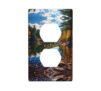 YYHWHJDE Forest Lakes of New Hampshire Picture Double Socket Wall Panel Electrical Socket Cover Plate is Shatter Resistant and Durable 4.5x2.76in