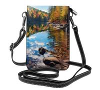 YYHWHJDE Forest Lakes of New Hampshire Picture Ladies' mobile phone with leather foreskin, crossbody flip cover, small adjustable shoulder strap
