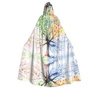 YYHWHJDE Four Seasons Spring Tree Prints Hooded Cloak - Oversized Cozy Throw for Costume & Cosplay