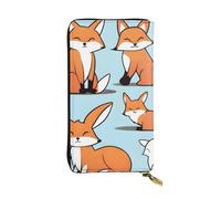 YYHWHJDE Fox in Different Poses Prints Leather long clutch wallet Designed for fashion girls and women stylish and personalized 7.48 x 4.13 in, Black, One Size