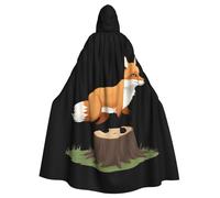 YYHWHJDE Fox Jumping On A Tree Stump Picture Halloween Adult Hooded Cape Cloak No Zipper, Comfortable For Costume Parties