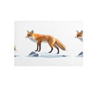 YYHWHJDE Fox On The Snowy Mountain Prints Placemats Set of 6 12x18in - Elevate Every Meal with Durable & Customizable Table Layers