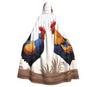 YYHWHJDE French Roosters Printing Halloween Adult Hooded Cloak for Parties and Costume Events