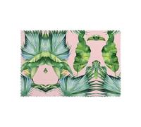 YYHWHJDE Fresh Banana Leaves Prints Quality Table Throw Layers for Dining, Heat Resistant Placemats Set of 6, Durable Polyester Table Covers with Printed Designs