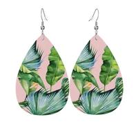 YYHWHJDE Fresh Banana Leaves Prints Water Drop Leather Earrings - Stylish Dangle Throw for Parties, Vibrant Color Layering, Non-Fading Finish