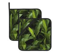 YYHWHJDE Fresh Calamus Pattern Square Insulated Pot Mat 2-piece Thick Durable for Heat Insulation for Microwave, Oven, and Outdoor Grilling