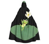 YYHWHJDE Frog Jumping On Lotus Leaf Pattern Halloween Adult Hooded Cape Cloak No Zipper, Comfortable For Costume Parties