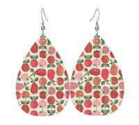 YYHWHJDE Fruit Under the Tree Prints Teardrop Leather Earrings - Fashionable Dangle Earrings for Women, Lightweight Faux Leather Drops with 925 Silver Plated Hooks
