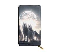 YYHWHJDE Full-Moon Wolves 3D Printed Quality Leather Long Clutch Wallet Designed for Fashion Girls and Women Stylish 7.48 x 4.13 in