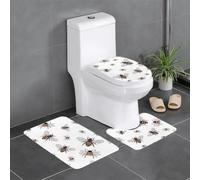 YYHWHJDE Funny Bees Prints 3 Piece Bathroom Rugs Set 24x16in Plush Mats for Absorbent Comfort & Enhanced Durability
