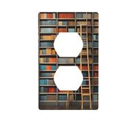 YYHWHJDE Funny Book Shelves Collection and Ladder Picture Double Socket Wall Panel Decorative is Durable and Suitable for Socket Light Switch Accessories 4.5x2.76in