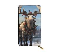 YYHWHJDE Funny Christmas Moose Picture Quality Leather Long Clutch Wallet Designed for Fashion Girls and Women Stylish 7.48 x 4.13 in
