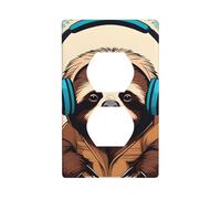 YYHWHJDE Funny Cute Animal Sloth Music Pattern Double Socket Wall Panel Decorative is Durable and Suitable for Socket Light Switch Accessories 4.5x2.76in