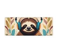 YYHWHJDE Funny Cute Animal Sloth Music Picture Extra Large Mouse Pad, Computer Office Anti Slip Gaming Keyboard Thickened Version 12x31.5in