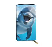 YYHWHJDE Funny Dolphin Looking at You Printing Quality Leather Long Clutch Wallet Designed for Fashion Girls and Women Stylish 7.48 x 4.13 in