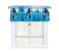 YYHWHJDE Funny Dolphin Looking at You Prints Short Curtains with Valance Rod 54x18in Home Decor for Kitchen Bathroom Laundry Room Studio Upper Window