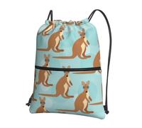 YYHWHJDE Funny for Kangaroo Zoo Prints Drawstring Zipper Backpack - Lightweight Water-Resistant Gym Bag for Travel, Yoga, and Everyday Adventures