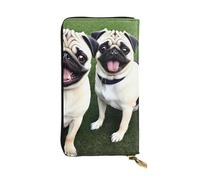 YYHWHJDE Funny Happy Pug Dog Picture Quality Leather Long Clutch Wallet Designed for Fashion Girls and Women Stylish 7.48 x 4.13 in