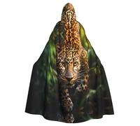 YYHWHJDE Funny Leopard Pattern Halloween Adult Hooded Cloak for Party Costume Cosplay Stage Masquerade Theme Dance Comic Con