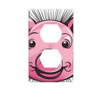 YYHWHJDE Funny Pink Pig Face Pattern Double Socket Wall Panel Decorative is Durable and Suitable for Socket Light Switch Accessories 4.5x2.76in
