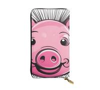 YYHWHJDE Funny Pink Pig Face Printing Quality Leather Long Clutch Wallet Designed for Fashion Girls and Women Stylish 7.48 x 4.13 in