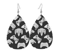 YYHWHJDE Game Controller Prints Water Drop Leather Earrings - Stylish Dangle Throw for Parties, Vibrant Color Layering, Non-Fading Finish