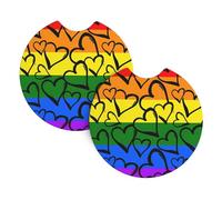 YYHWHJDE Gay Pride Rainbow Pattern Prints Car Cup Coasters 2-Pack - The Thoughtful Gift for New Drivers & Road Trip Lovers - High-Grade Neoprene Protection & Style